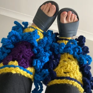 go big or go home legwarmers blue