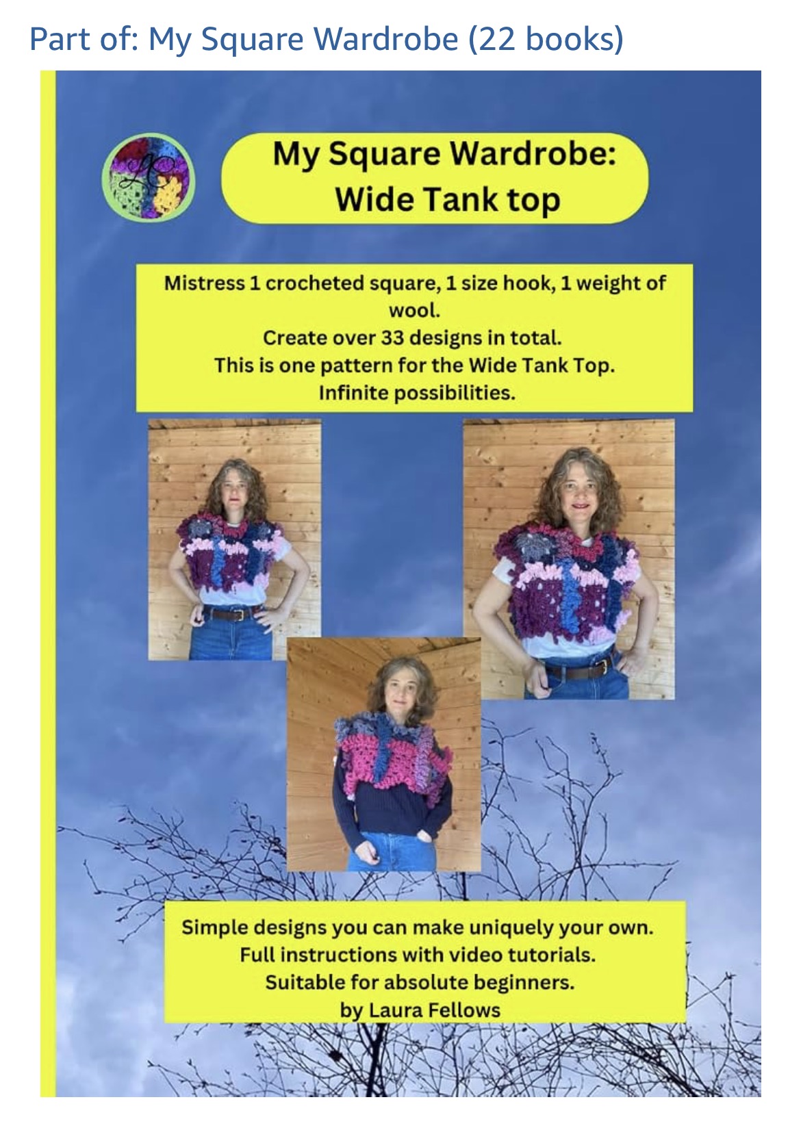 Crochet: My Square Wardrobe: Wide Tank Top PRINT Pattern with written & video instructions.