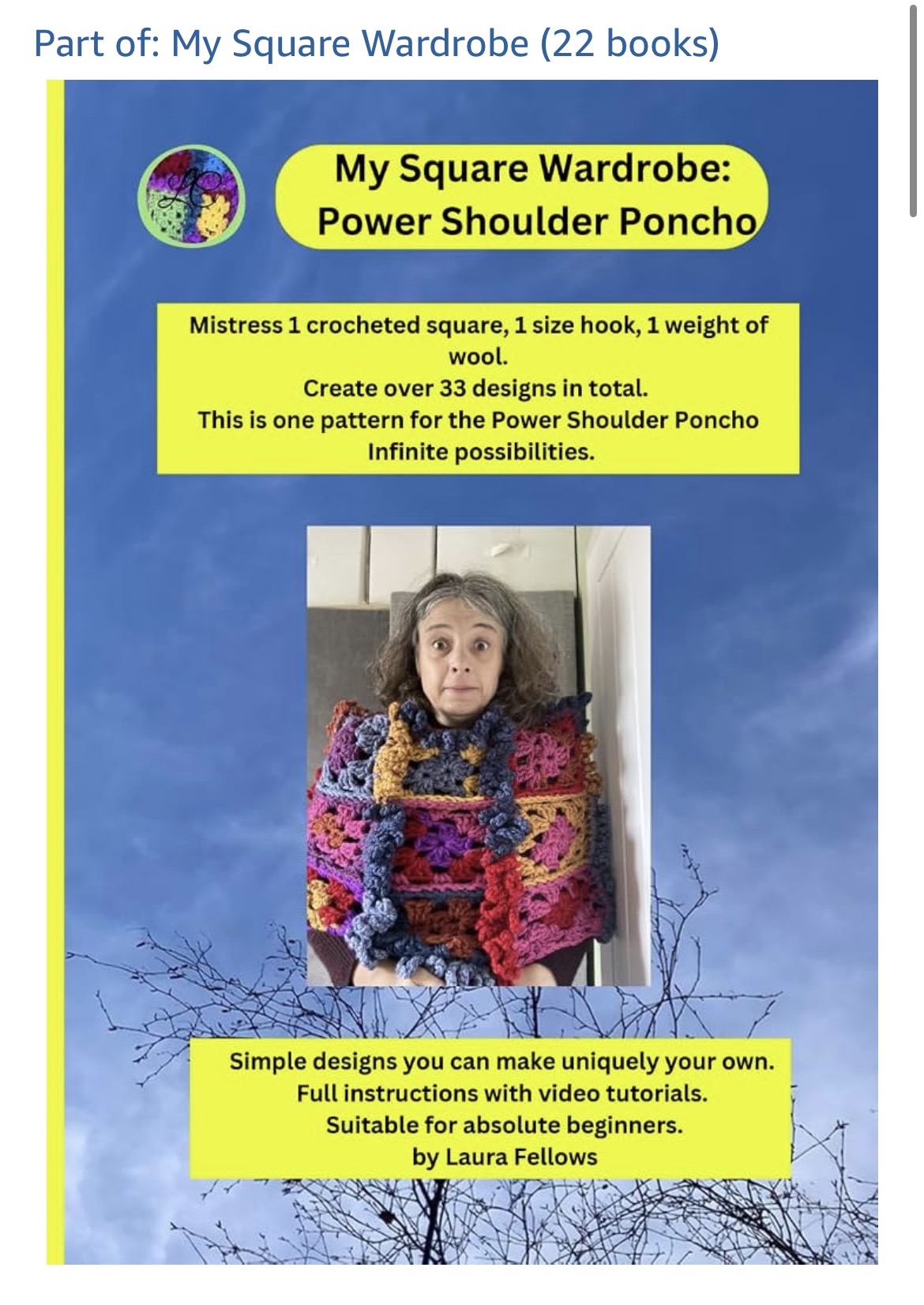 Crochet: My Square Wardrobe: Power Shoulder Poncho or wear as a skirt PRINT Pattern with written & video instructions.