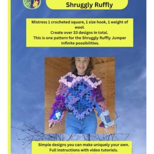 Crochet: My Square Wardrobe: Shruggly Ruffly Jumper PRINT Pattern with written & video instructions.