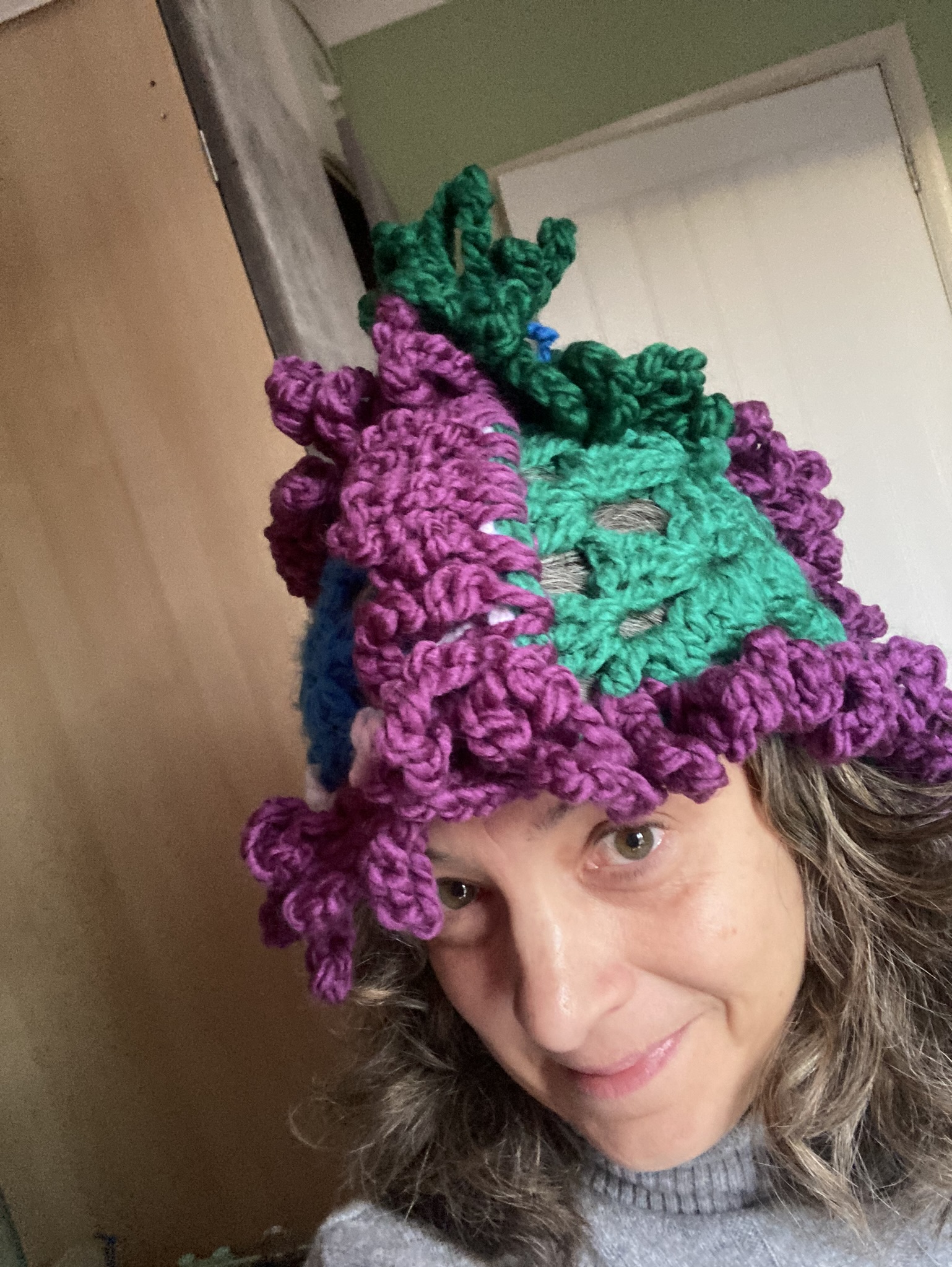 Crochet: My Square Wardrobe Quiffy Triangular Prism Hat PRINT Pattern with written and video instructions. - Image 2